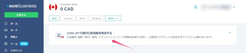 カナダドルのマルチカレンシー口座を開設する画面。