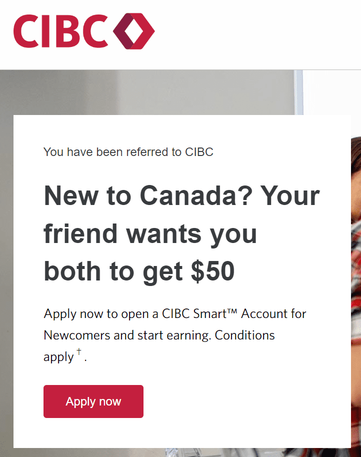 カナダの銀行であるCIBCのアプリ画面。